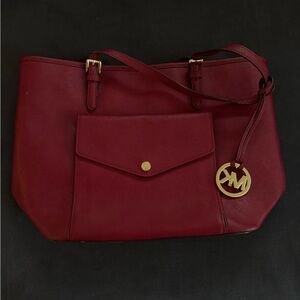 Maroon Michael Kors Jet Set Tote Bag